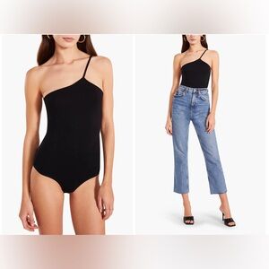 Black Asymmetrical Bodysuit BB Dakota by Steve Madden Icons Only One-Strap Small